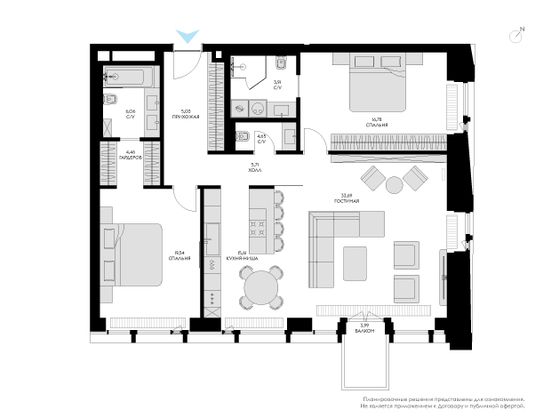 117,4 м², 3-комн. квартира, 6/13 этаж