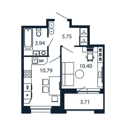 Продажа 1-комнатной квартиры 32,7 м², 3/12 этаж