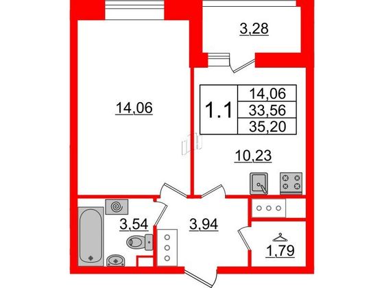 Продажа 1-комнатной квартиры 33,6 м², 10/17 этаж