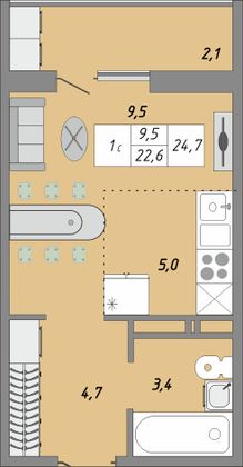Продажа квартиры-студии 25 м², 5/24 этаж