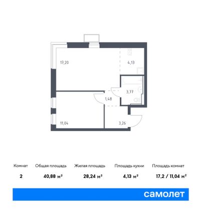 40,9 м², 1-комн. квартира, 11/12 этаж