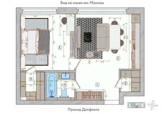 Продажа 2-комнатной квартиры 55,5 м², 3/5 этаж