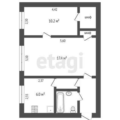 Продажа 2-комнатной квартиры 42,3 м², 4/5 этаж