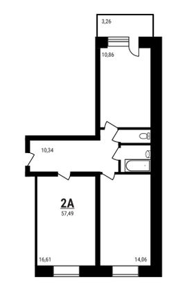 Продажа 2-комнатной квартиры 57,5 м², 4/5 этаж