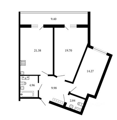 Продажа 2-комнатной квартиры 77,3 м², 9/12 этаж