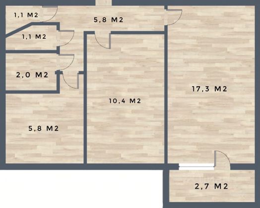 Продажа 2-комнатной квартиры 43,5 м², 4/5 этаж