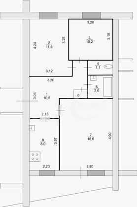 Продажа 3-комнатной квартиры 63,4 м², 9/9 этаж