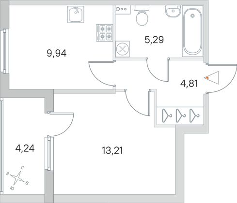 Продажа 1-комнатной квартиры 35,4 м², 1/4 этаж