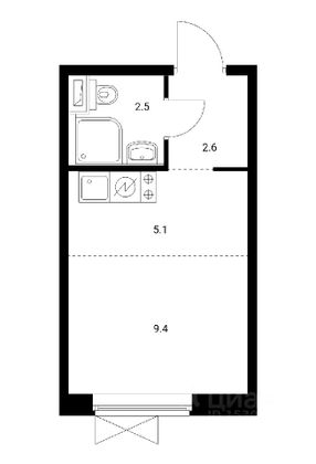 Продажа квартиры-студии 20 м², 14/23 этаж