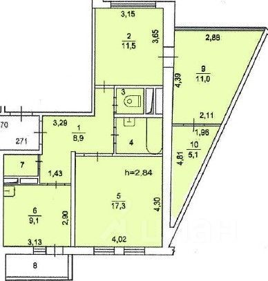 Продажа 2-комнатной квартиры 69,8 м², 2/18 этаж