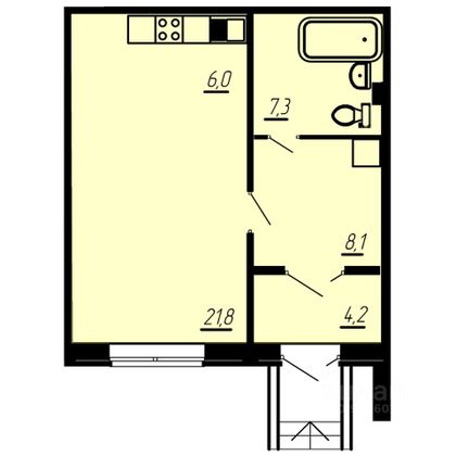 Продажа квартиры-студии 46,8 м², 1/16 этаж