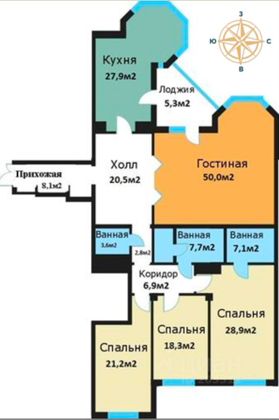 Продажа 4-комнатной квартиры 203 м², 3/18 этаж