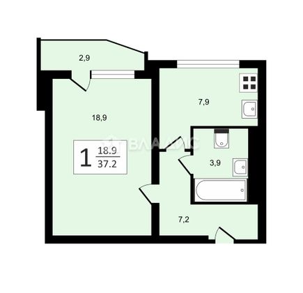 Продажа 1-комнатной квартиры 38,6 м², 10/17 этаж