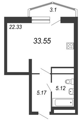 Продажа квартиры-студии 32,8 м², 5/17 этаж