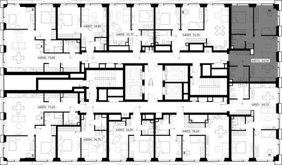 Продажа 2-комнатной квартиры 64 м², 40/48 этаж