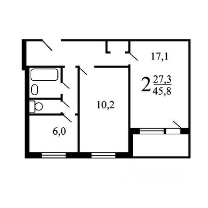 Продажа 2-комнатной квартиры 47 м², 2/9 этаж