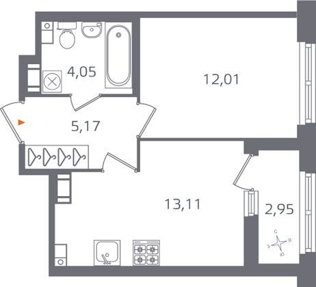 Продажа 1-комнатной квартиры 35,8 м², 9/17 этаж