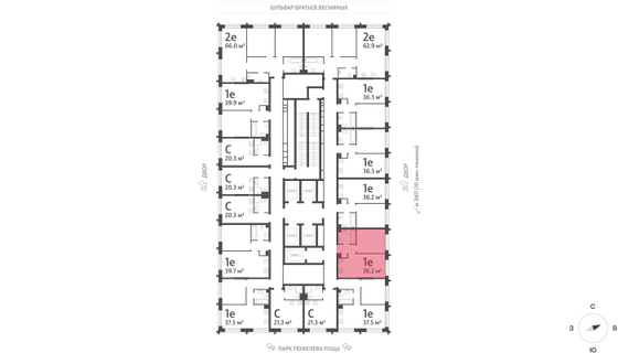 Продажа 1-комнатной квартиры 36,2 м², 35/43 этаж