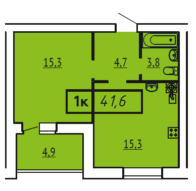 Продажа 1-комнатной квартиры 41,6 м², 2/9 этаж