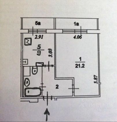 Продажа 1-комнатной квартиры 39 м², 5/12 этаж