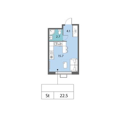 Продажа квартиры-студии 22,5 м², 10/23 этаж