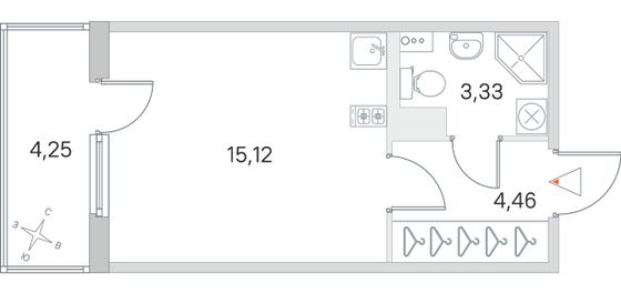 Продажа квартиры-студии 24,2 м², 4/4 этаж