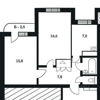 Продажа 2-комнатной квартиры 51,6 м², 6/13 этаж