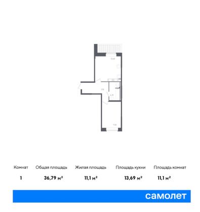 36,8 м², 1-комн. квартира, 1/11 этаж