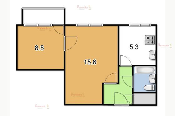 Продажа 2-комнатной квартиры 37 м², 9/9 этаж