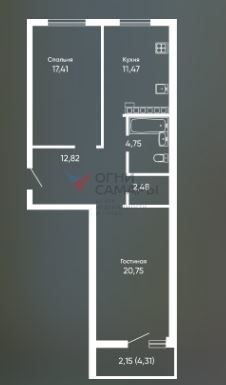 Продажа 2-комнатной квартиры 74,2 м², 13/25 этаж