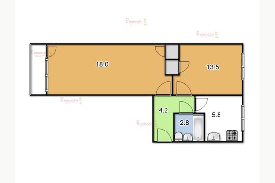 Продажа 2-комнатной квартиры 44 м², 3/5 этаж