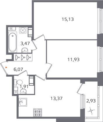Продажа 2-комнатной квартиры 53,3 м², 7/17 этаж
