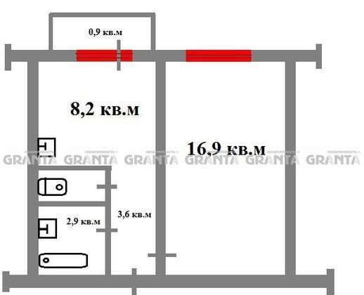 Продажа 1-комнатной квартиры 33,7 м², 2/5 этаж