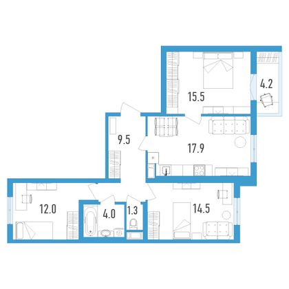 Продажа 3-комнатной квартиры 76,8 м², 4/11 этаж