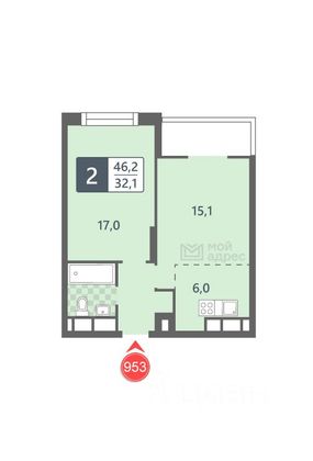 Продажа 2-комнатной квартиры 50 м², 18/32 этаж