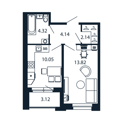 Продажа 1-комнатной квартиры 36 м², 1/12 этаж