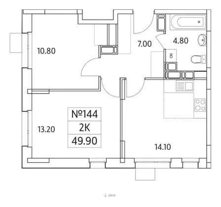 Продажа 2-комнатной квартиры 49,9 м², 23/25 этаж