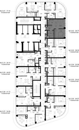 Продажа 1-комнатной квартиры 38,8 м², 12/49 этаж