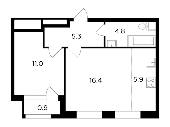 Продажа 2-комнатной квартиры 44,5 м², 2/22 этаж