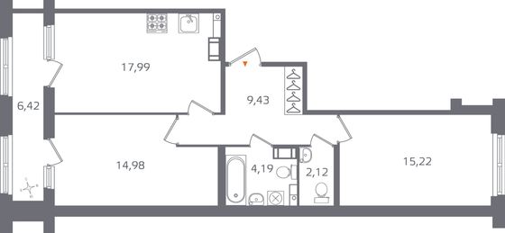 Продажа 2-комнатной квартиры 67,1 м², 6/17 этаж