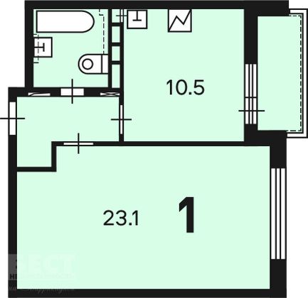 Продажа 1-комнатной квартиры 38,4 м², 2/18 этаж