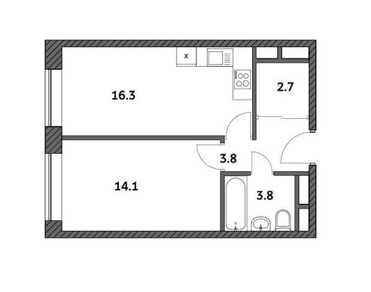 Продажа 1-комнатной квартиры 40,6 м², 16/19 этаж