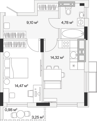 Продажа 1-комнатной квартиры 43,7 м², 7/7 этаж