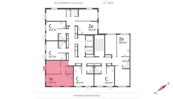 Продажа 1-комнатной квартиры 39 м², 24/24 этаж