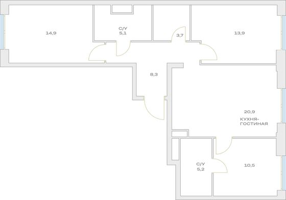 Продажа 3-комнатной квартиры 82,5 м², 6/23 этаж
