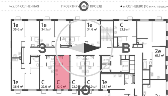 Продажа квартиры-студии 22 м², 19/24 этаж