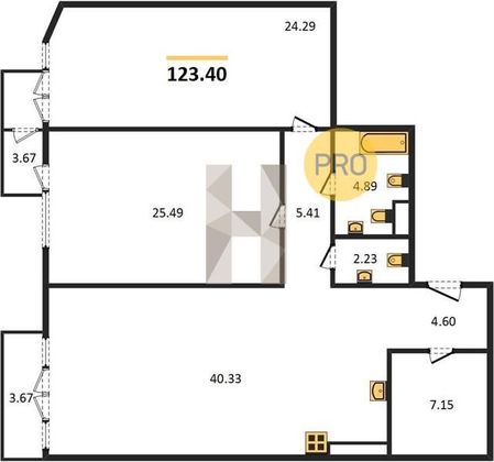 Продажа 2-комнатной квартиры 123,4 м², 4/9 этаж