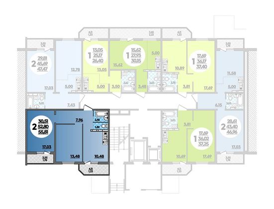 55,8 м², 2-комн. квартира, 1/16 этаж