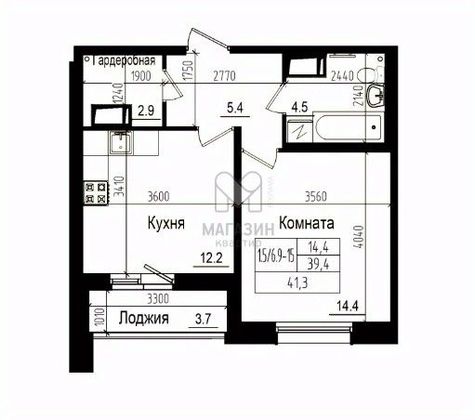Продажа 1-комнатной квартиры 41,3 м², 11/23 этаж
