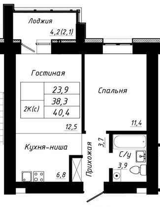 Продажа 2-комнатной квартиры 40,4 м², 10/10 этаж